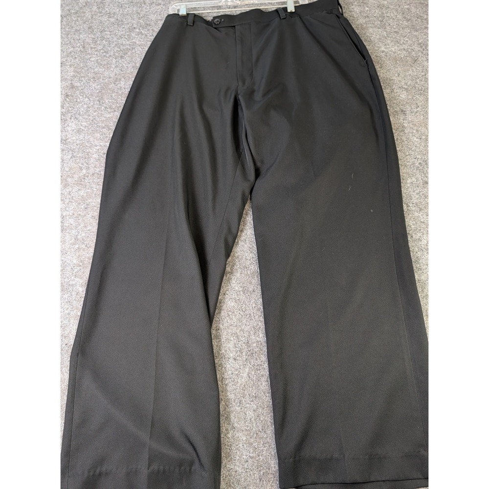 Alan Flusser Golf Mens Dress Pants Black Flat Front Trousers 42x30 Polyester EUC